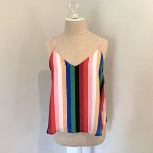 NWT Rainbow Striped V Neck Tank Top